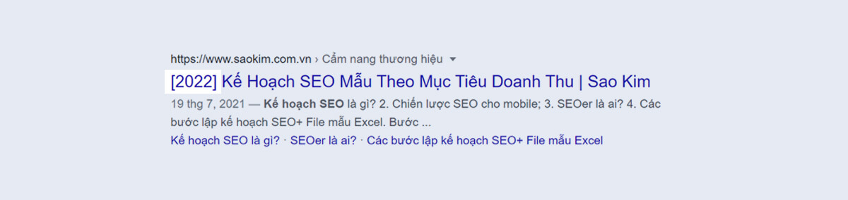 Thêm năm vào tiêu đề giúp tâng CTR