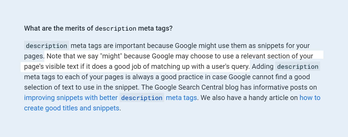 Tiêu chí viết bài chuẩn SEO: Google có thể lấy thẻ Meta Description khi không tìm thấy đoạn trích phù hợp