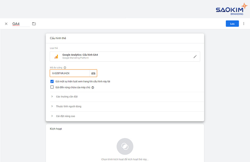 Dán Mã đo lường Google Analytics 4 Cài đặt Google Analytics bằng Tag Manager - Dán Mã đo lường Google Analytics 4
