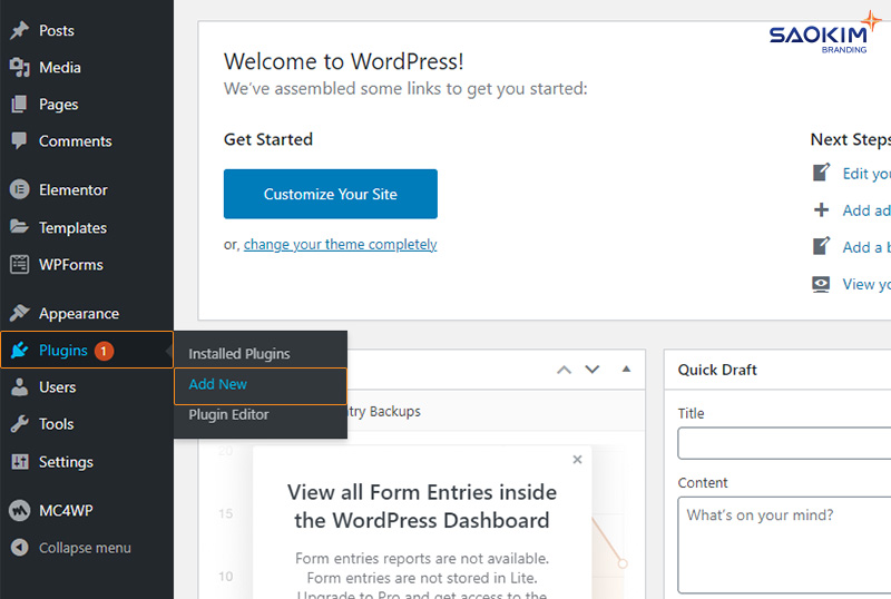 Cài đặt Plugins mới Cài đặt Google Tag Manager cho website WordPress - Bước Cài đặt Plugins mới