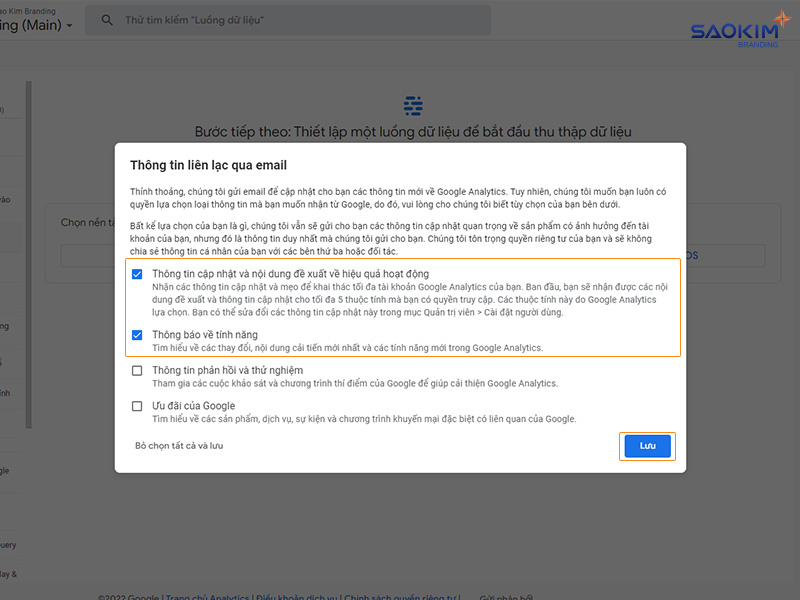 Nhận email thông báo từ Google Analytics Cài đặt tài khoản Google Analytics - Nhận email thông báo từ Google Analytics