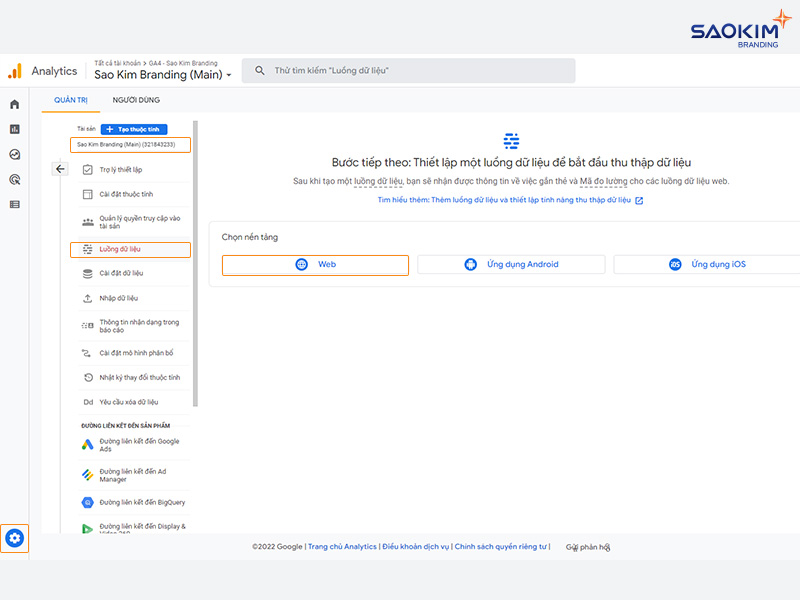 Cài đặt luồng dữ liệu trên Google Analytics Cài đặt tài khoản Google Analytics - Cài đặt luồng dữ liệu