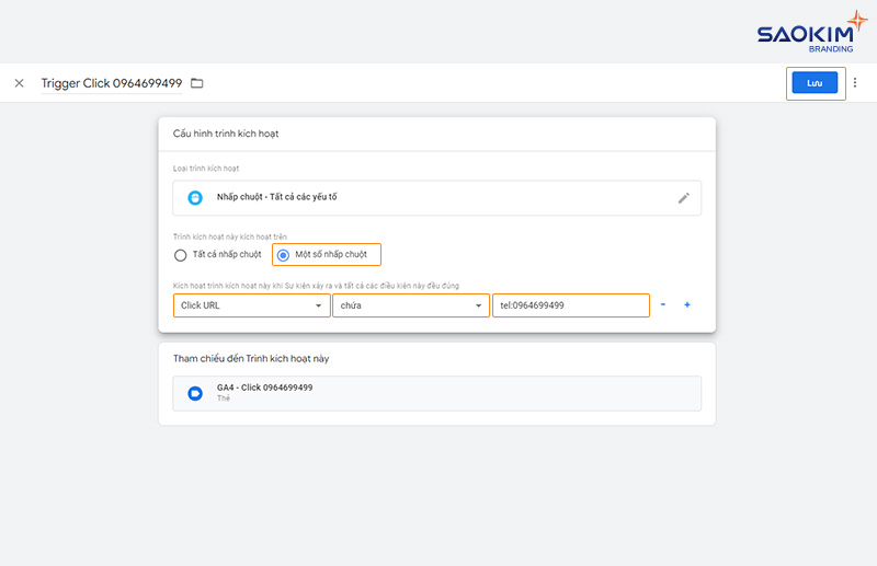 Cấu hình điều kiện Click URL Cài đặt chuyển đổi click gọi điện bằng Google Tag Manager - Cấu hình điều kiện Click URL
