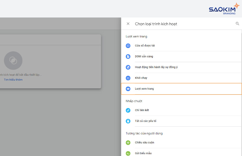 Chọn loại trình kích hoạt là Lượt xem trang Cài đặt chuyển đổi điền Form bằng Google Tag Manager - Chọn loại trình kích hoạt là Lượt xem trang