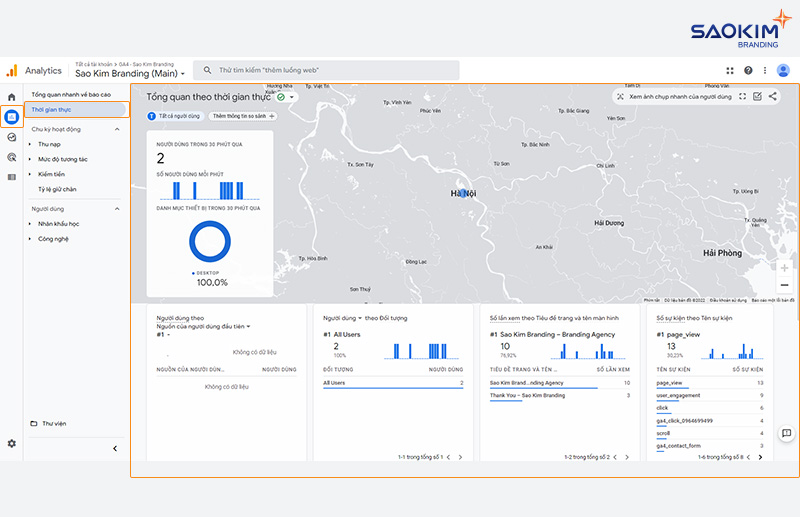 Báo cáo thời gian thực Hướng dẫn sử dụng Google Analytics 4 - Báo cáo thời gian thực