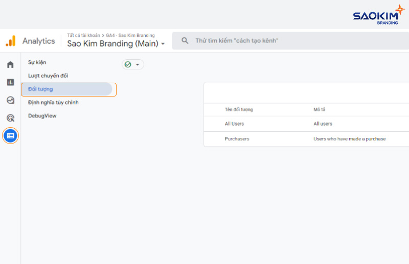 Truy cập Định cấu hình Đối tượng Tạo đối tượng tùy chỉnh trong Google Analytics 4 - Truy cập Định cấu hình Đối tượng