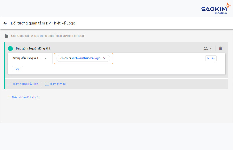 Cài đặt điều kiện Tạo đối tượng tùy chỉnh trong Google Analytics 4 - Cài đặt điều kiện