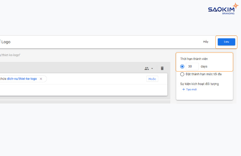 Đặt thời hạn thành viên của đối tượng Tạo đối tượng tùy chỉnh trong Google Analytics 4 - Đặt thời hạn thành viên của đối tượng