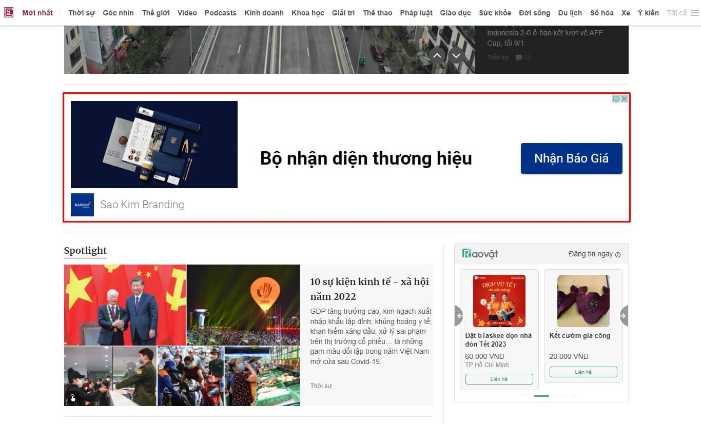 Ví dụ quảng cáo bám đuổi của Sao Kim Branding