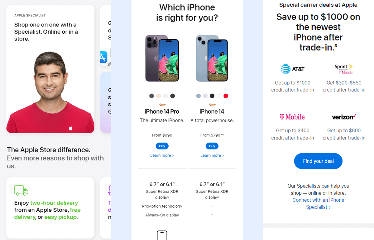 Ví dụ giao diện mobile web của Apple (2)