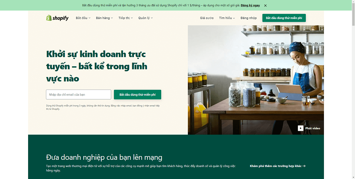 Ví dụ Thiết kế Web của Shopify